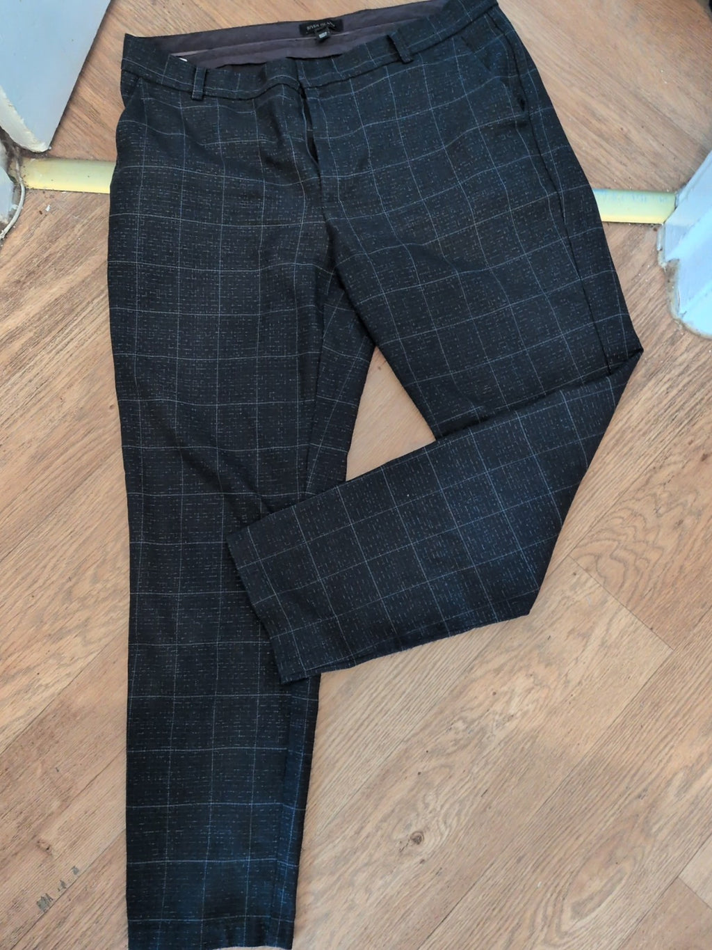 River Island 34L Navy Patterned Trousers