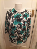 Ladies Susan Bristol Size 12 Turquoise Black And White Cardigan