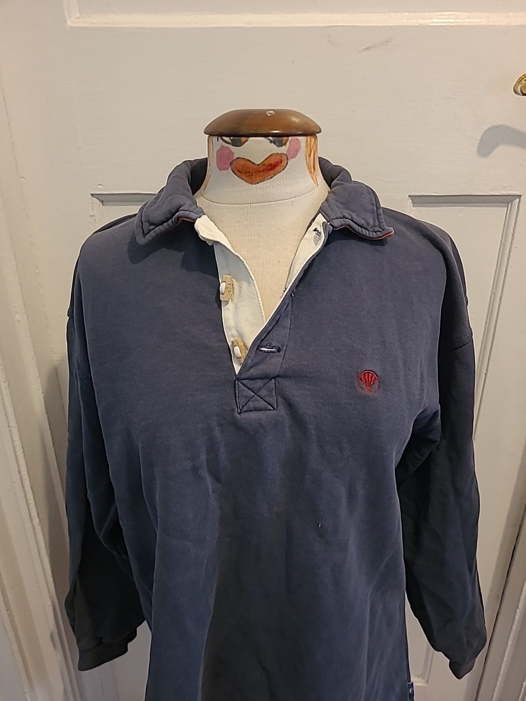Mens Size Medium Navy Cotton Pullover Jumper(Mark On Cuff)