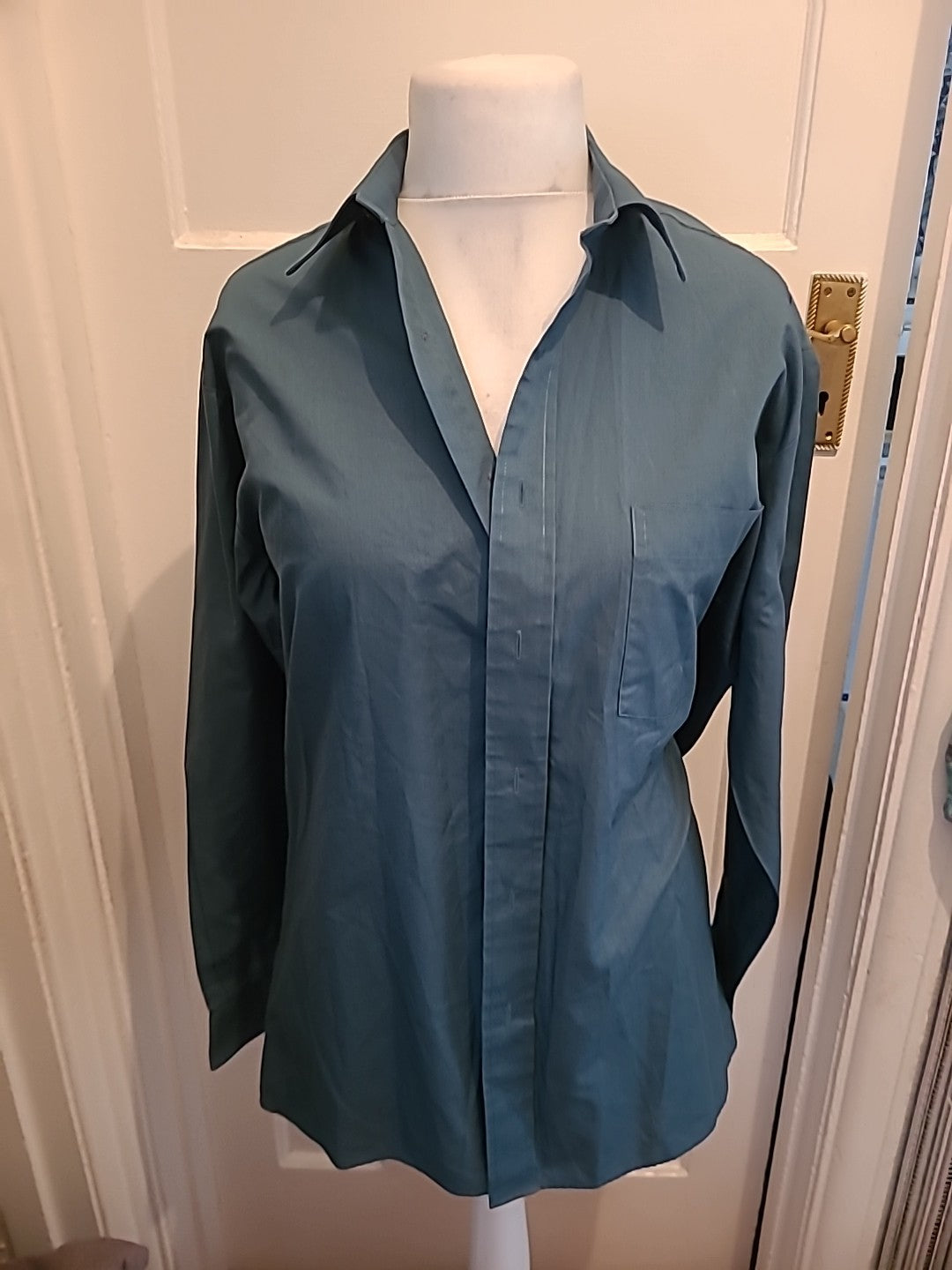 Mens Peter England Size 15.5 Teal Long Sleeved Shirt