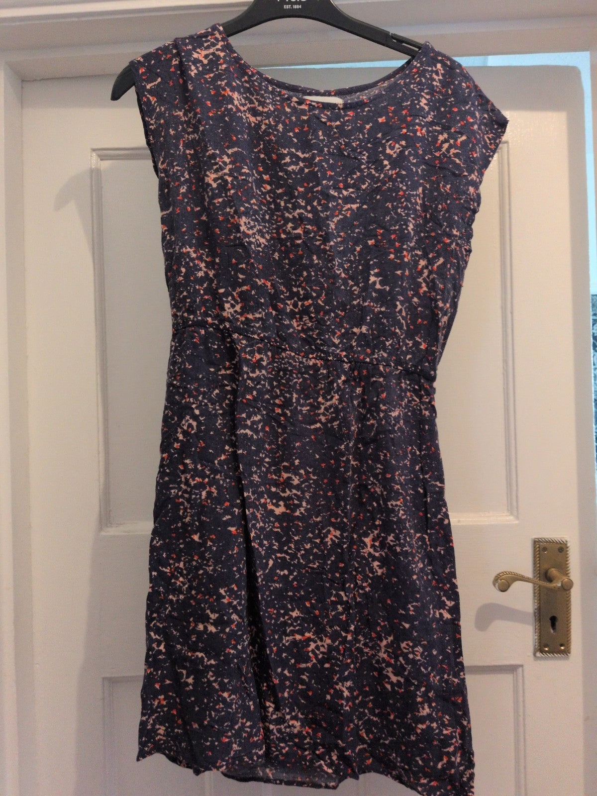 Apricot 10 Navy With Patterning Sleeveless Dress