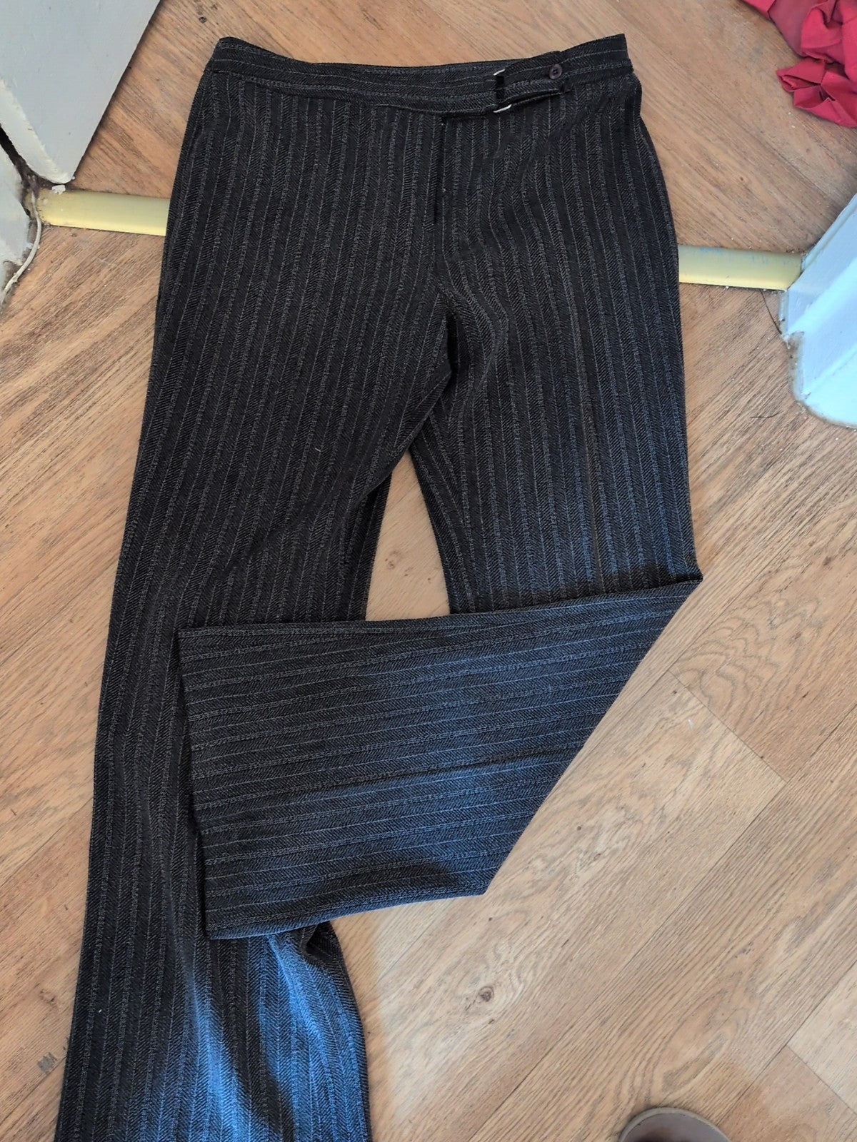 Y Collection 14 Grey Stripe Straight Leg Trousers