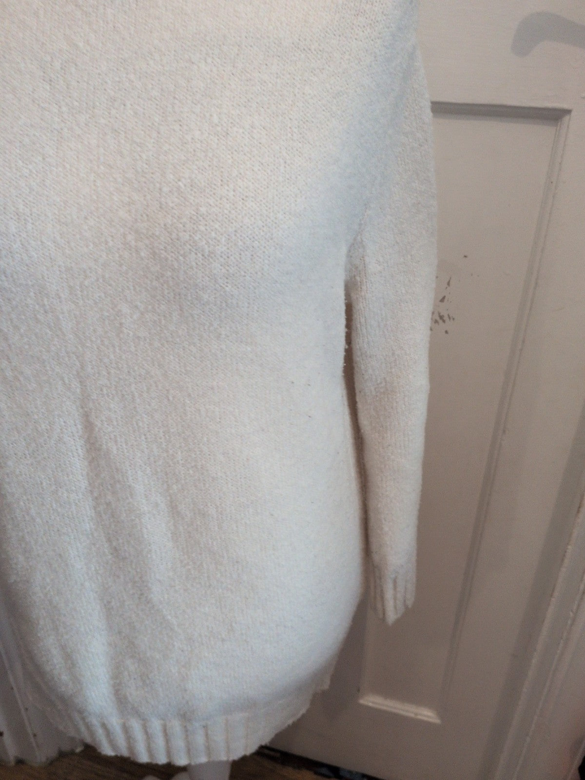 Zara Medium Winter White Long Sleeve Knit Jumper Dress Bobbling