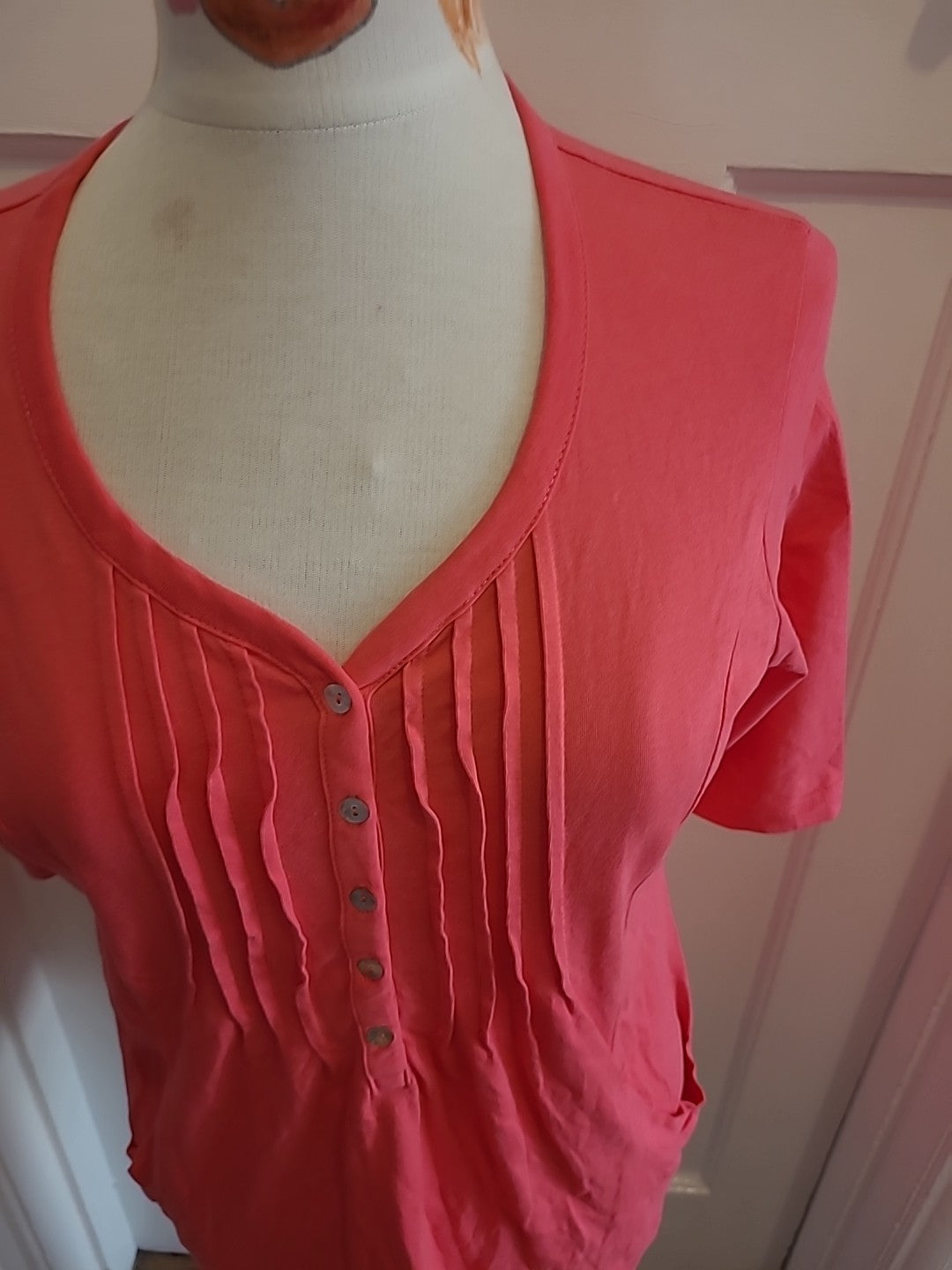 Ladies Cotton Traders Size 12 Pink Short Sleeved Blouse