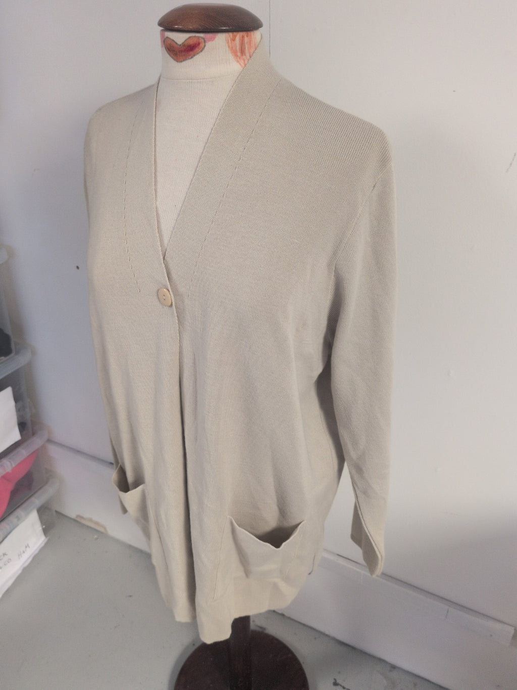 Marks And Spencer 18 Oatmeal 1 Buttoned Long Sleeve Cardigan
