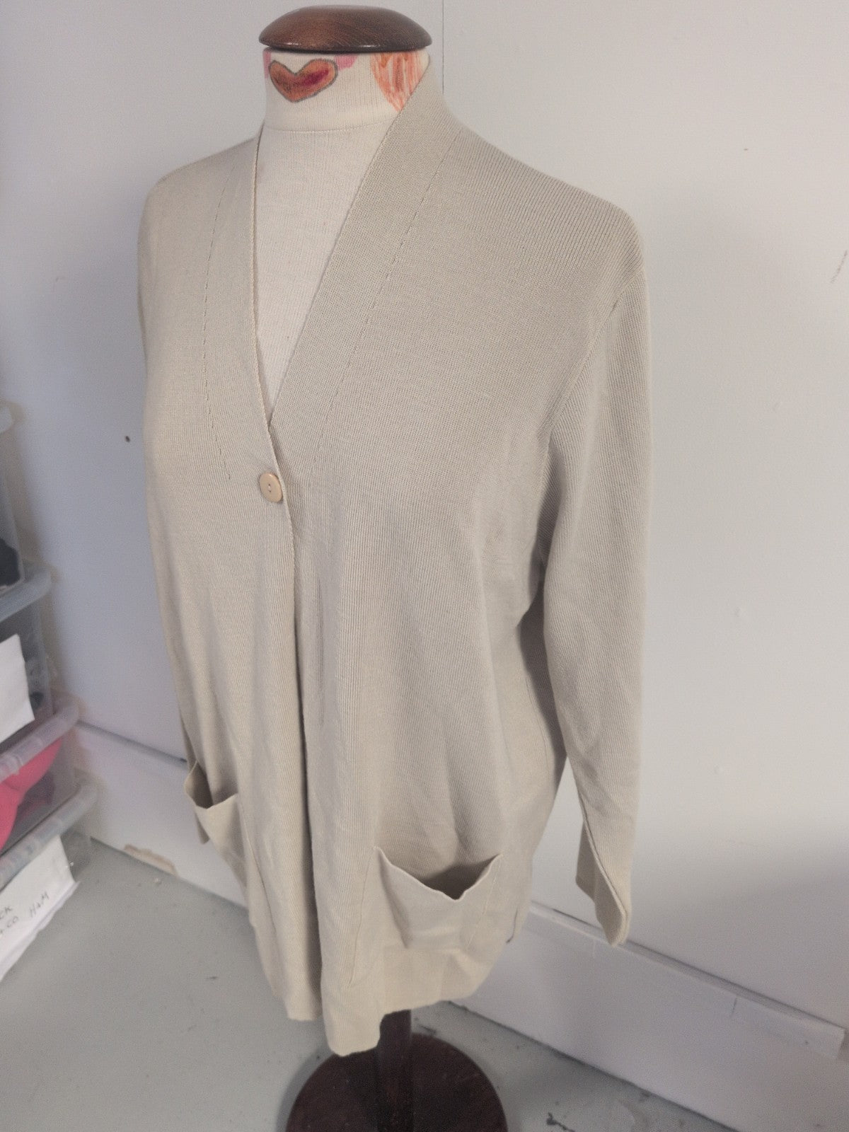 Marks And Spencer 18 Oatmeal 1 Buttoned Long Sleeve Cardigan