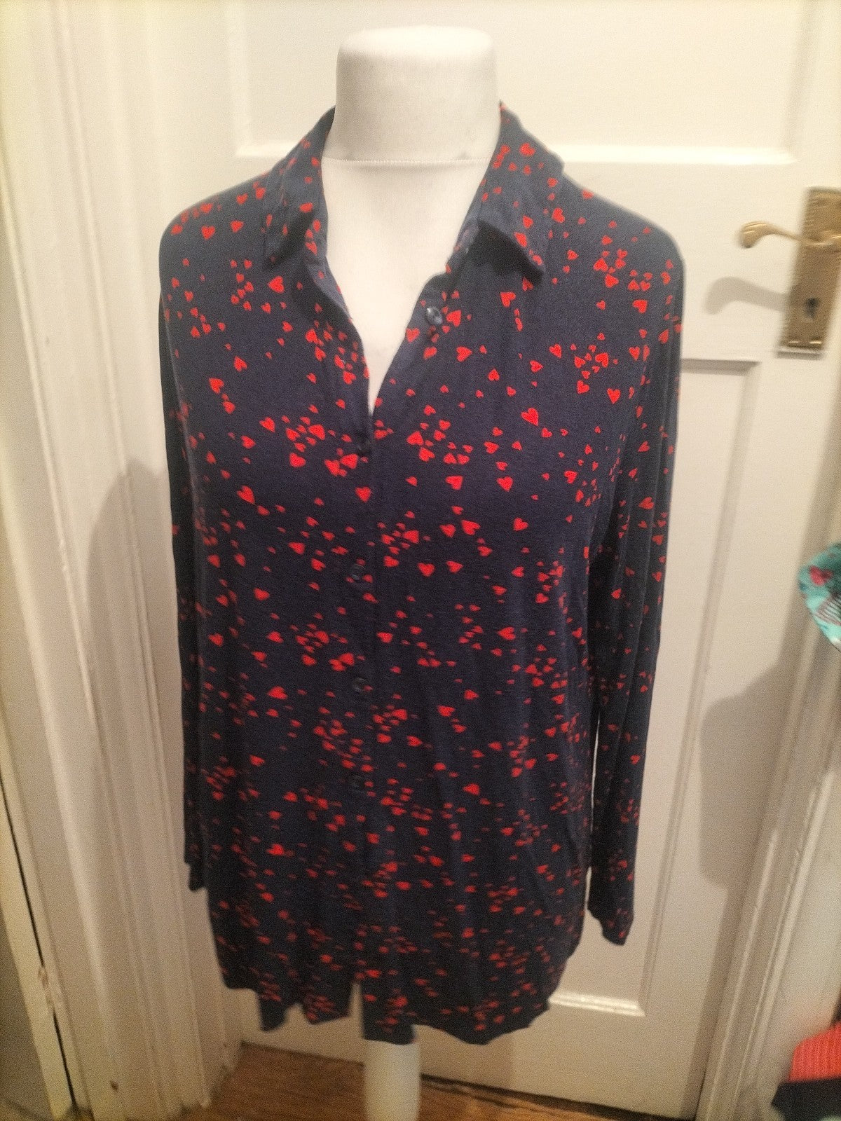 Tu 20 Navy And Red Love Heart Long Sleeve Pyjama Top
