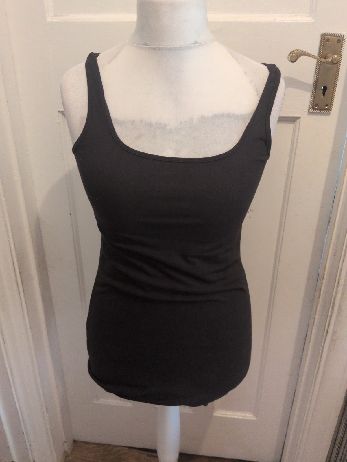 Ladies Primark Size Small Black Sleeveless Longline Vest T-shirt