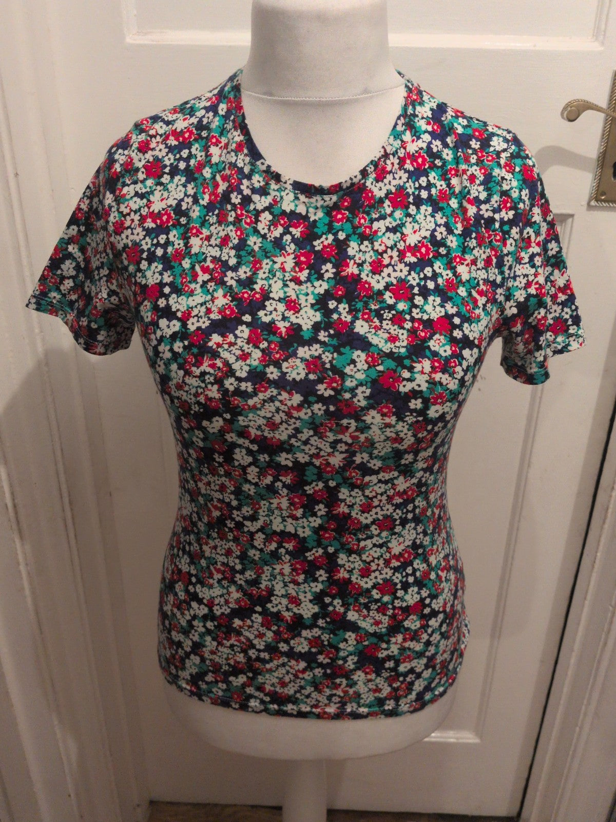 Ladies M&S Collection Size 10 Multi Shirt Sleeve T-shirt