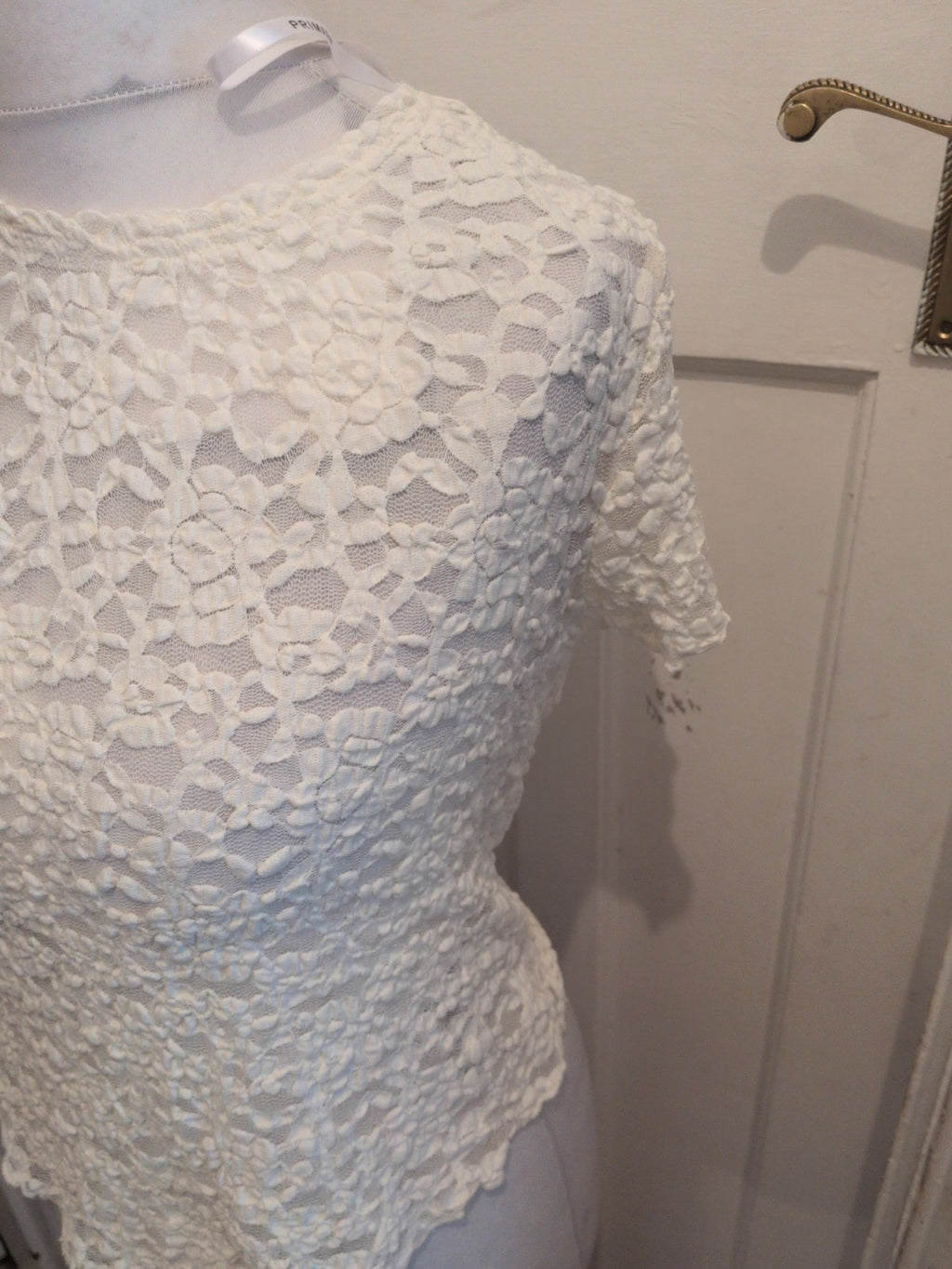 Ladies Primark Medium Floral Semi See Through Short Sleeve T-shirt