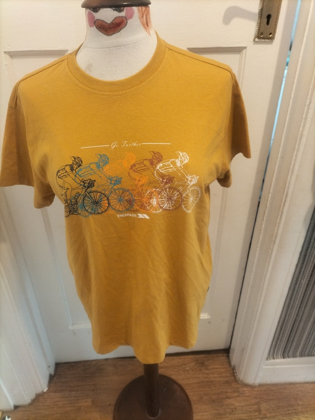 Mwns Trespass Size XS Mustard Cycling Design Short Sleeved Tshirt