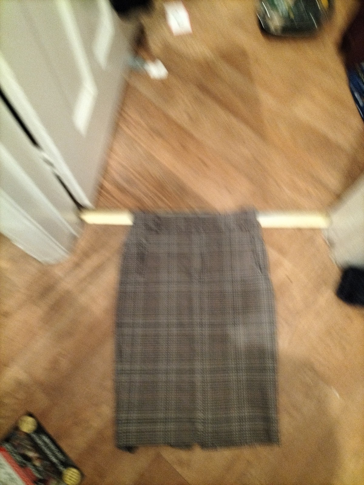 Ladies Marks And Spencer Size 10 Grey Mix Check Lined Skirt Length 24 Inch