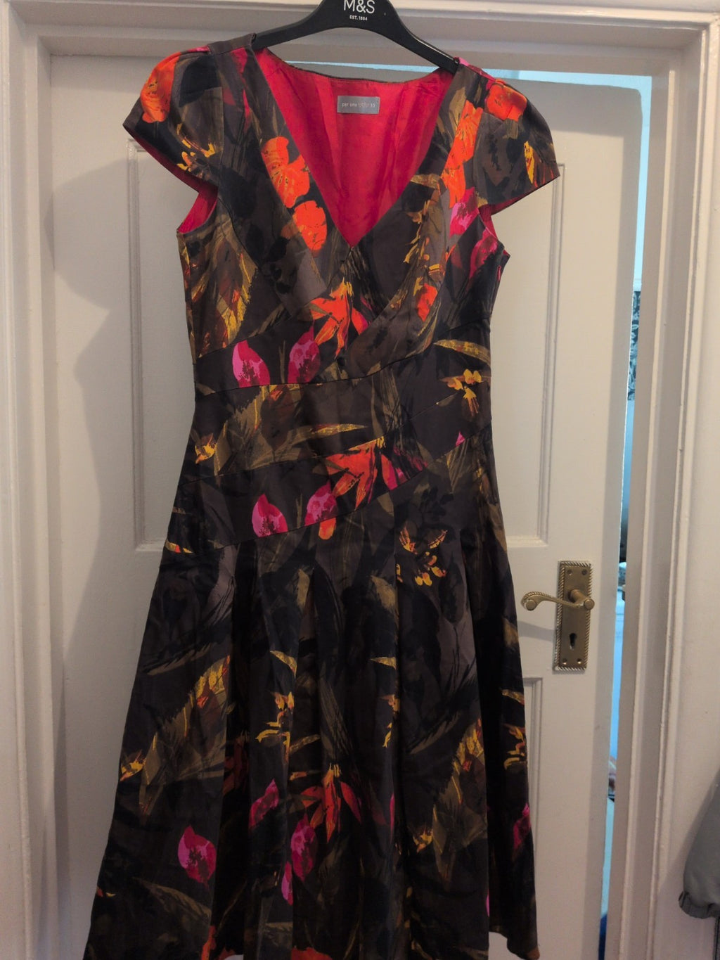 Per Una 10 Multicoloured Floral Lined Midi-long Sleeveless Dress