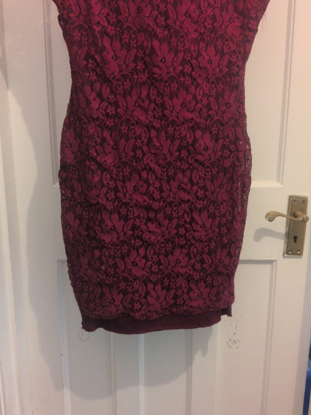 Select 12 Burgundy Lace Lined Short Sleeve Dress
