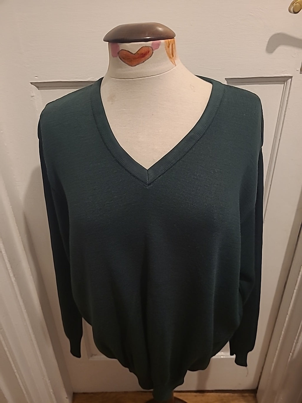 Mens TPA Balmoral Size 44" Green Long Sleeved Pullover Jumper