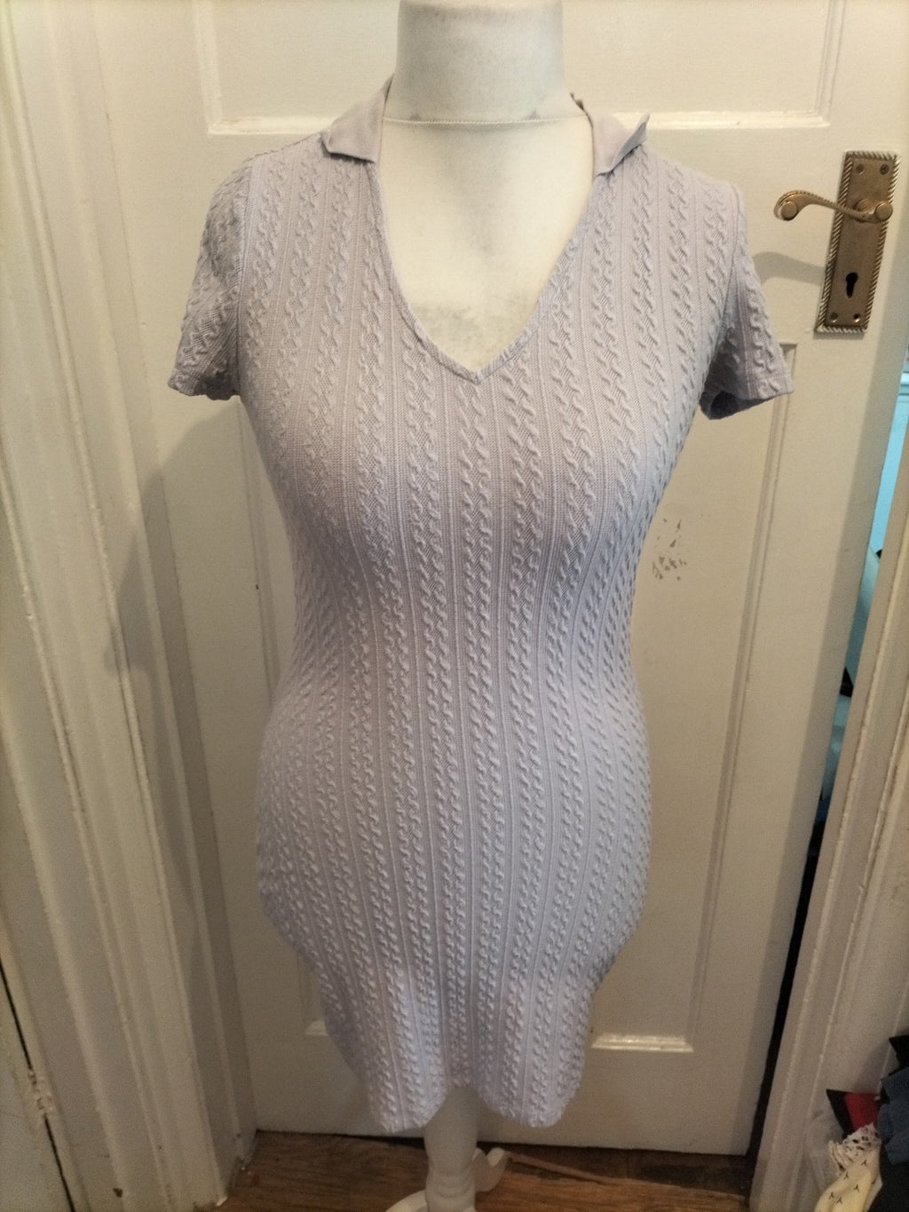 H&M Medium Lilac Short Sleeved V Neck Jumper Dress