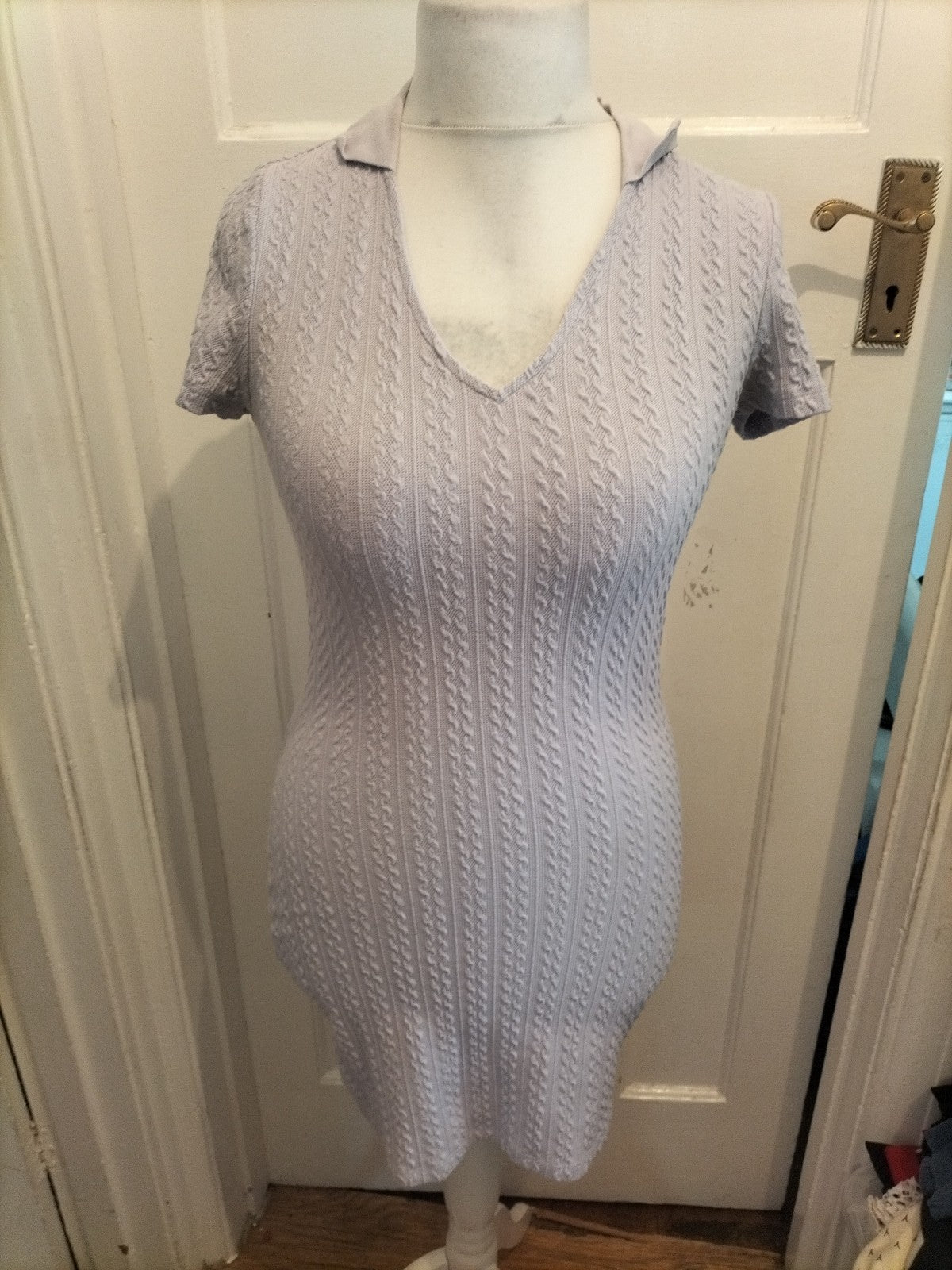 H&M Medium Lilac Short Sleeved V Neck Jumper Dress