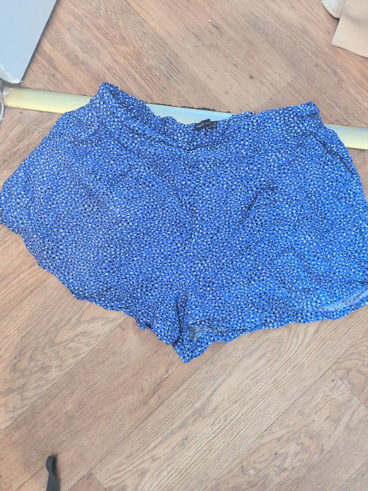 M&S Collection 16 Blue Spotted Elasticated Shorts