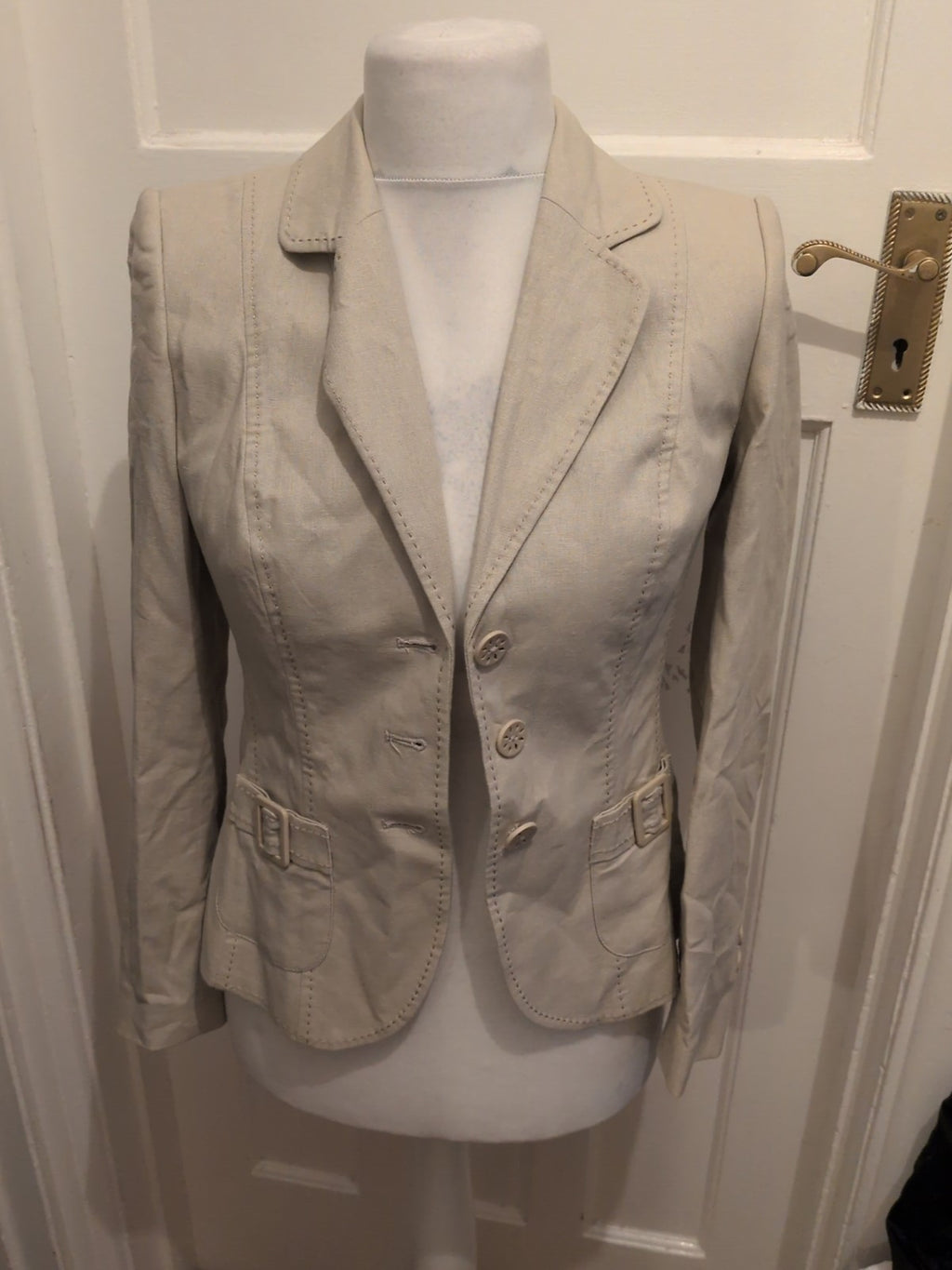 Marks And Spencer 10 Flax Padded Lined Blazer
