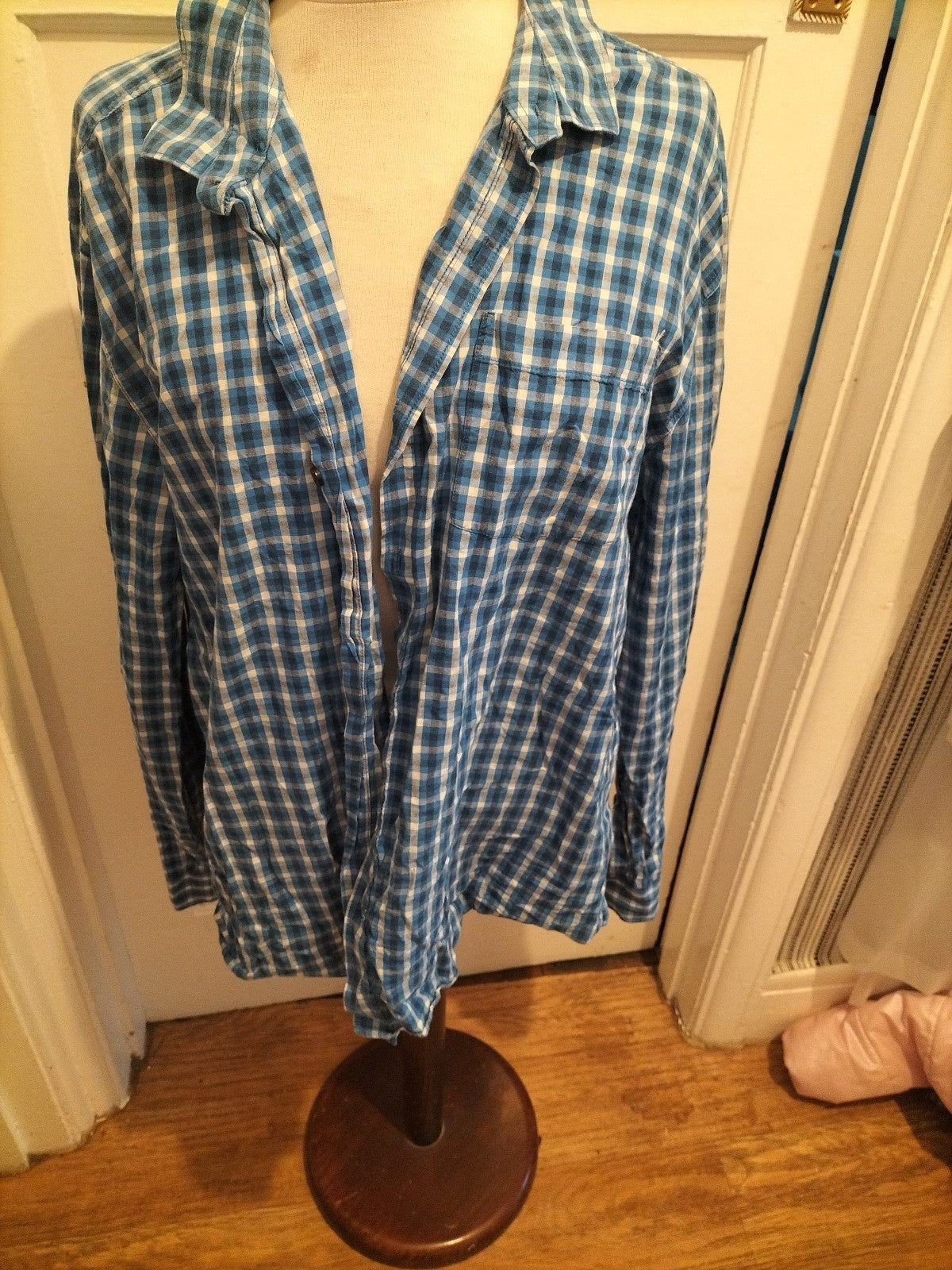Mens Peacocks Size 2XL Regular Fit Blue Check Shirt