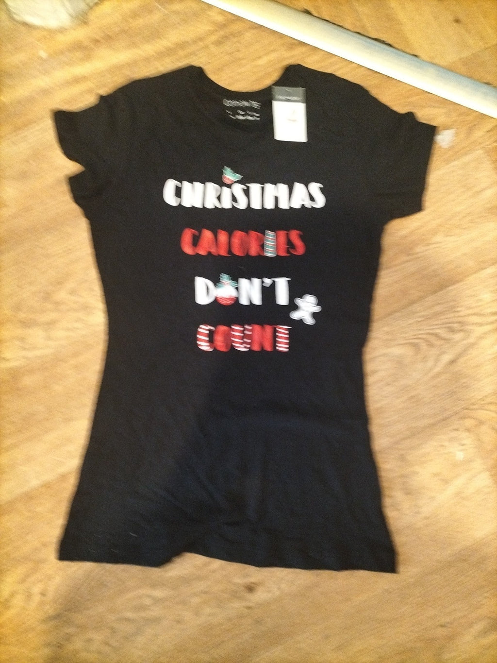 Brand New Ladies Primark Size 4 Black Cotton Printed Tee