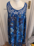 Ladies Large Blue Floral Sleeveless Dress