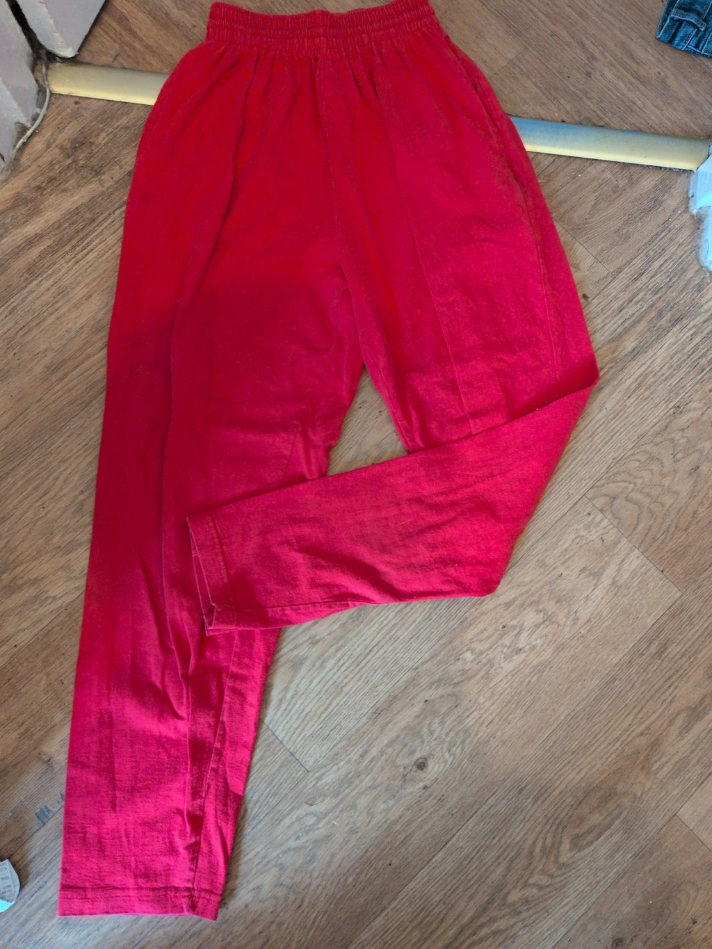 Ladies Small Red Elasticated Trousers Chino
