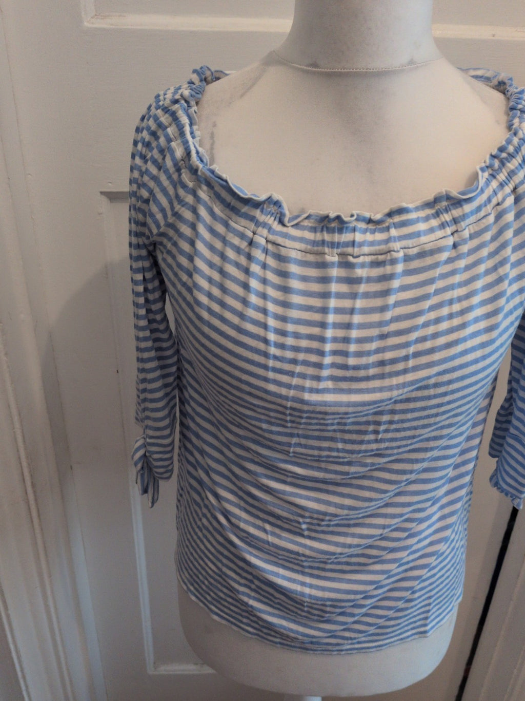 Peacocks 12 Blue Stripe Long Sleeve Blouse