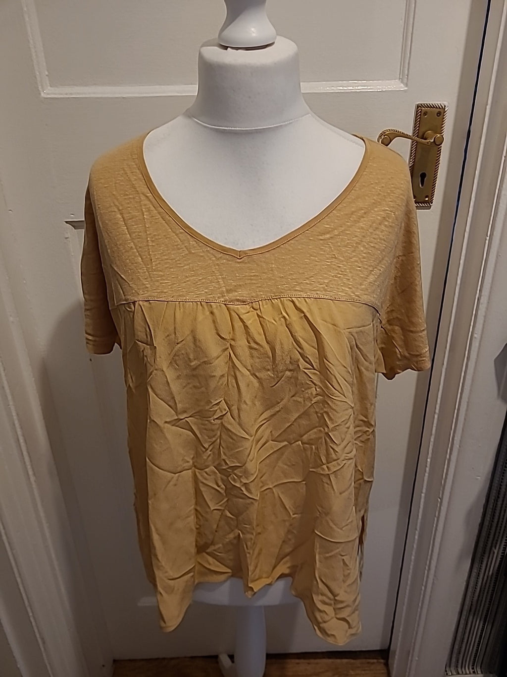 Ladies Wrap Size 14 Brown Short Sleeved Blouse