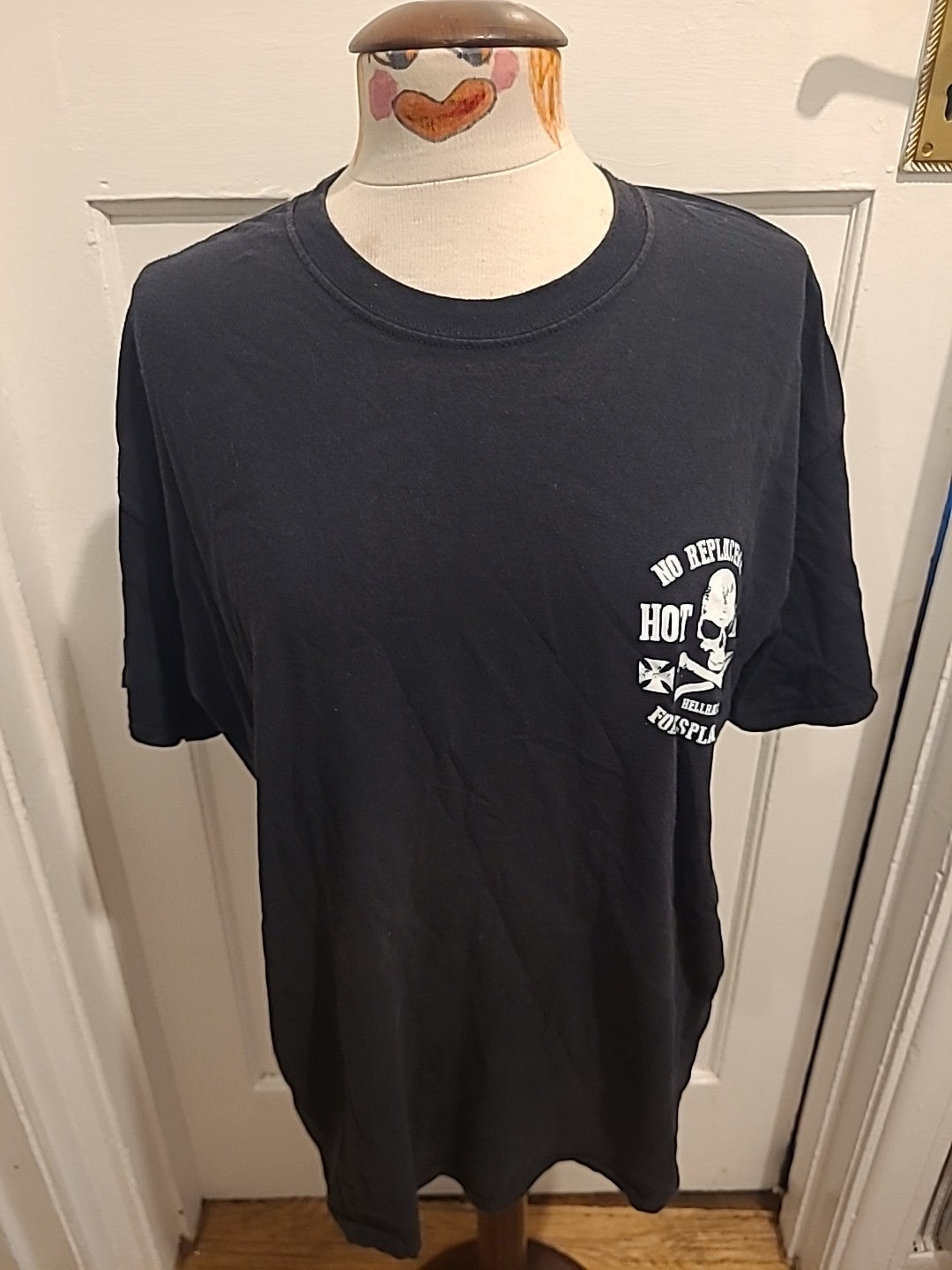 Mens Fo Kustom Size Large Black With White Print Short Sleeved Tshirt