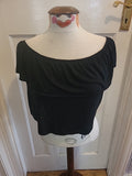 Ladies Topshop Size 8 Short Sleeved Black Elasticated Hem Tshirt