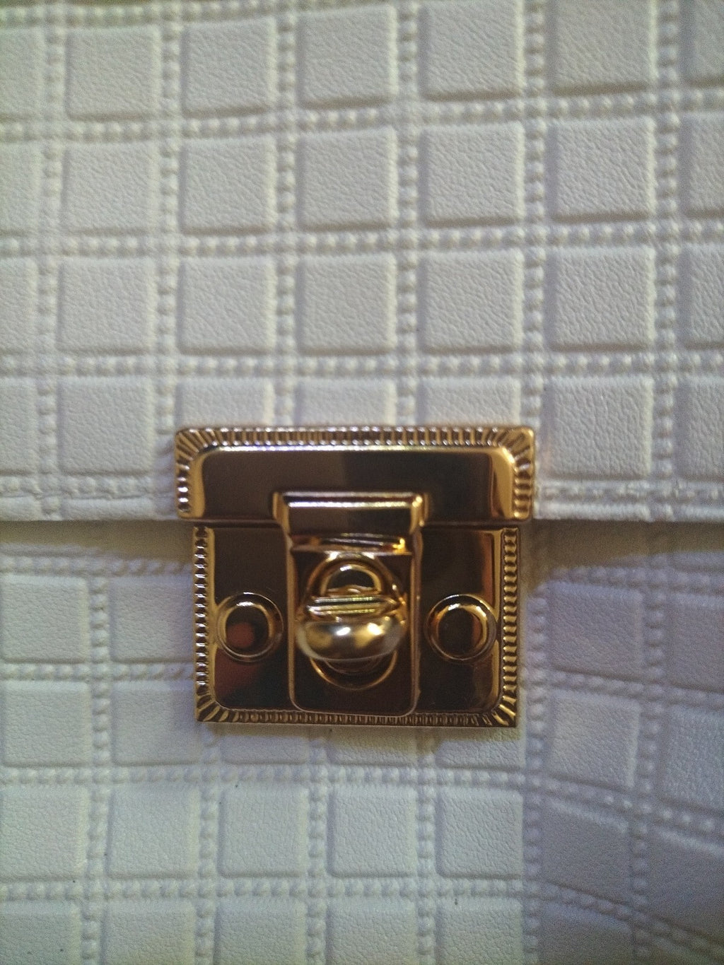 Brand New Ladies Small Square White Checkered Faux Leather Bag