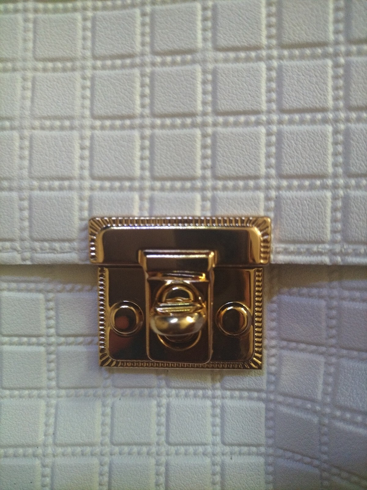 Brand New Ladies Small Square White Checkered Faux Leather Bag