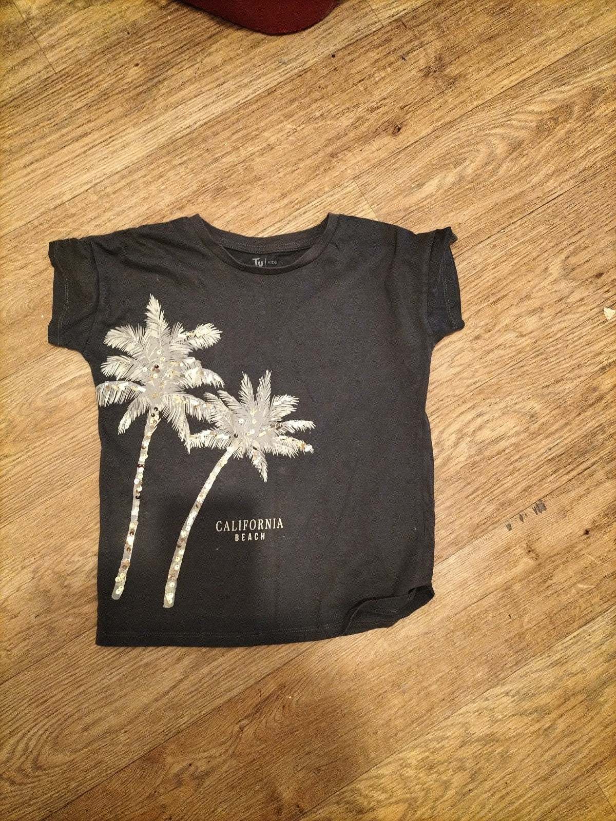 Girls Tu Age 9 Years Dark Grey Palm Tree Tshirt