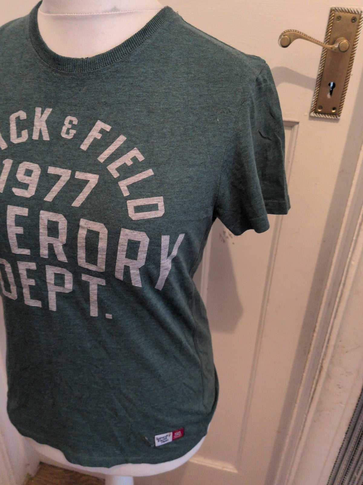Mens Superdry Size Small Green Print Short Sleeve T-shirt