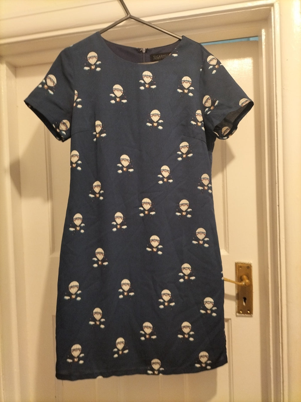 Ladies Sugarhill Size 6 Navy Hot Air Ballon Cap Sleeved Dress
