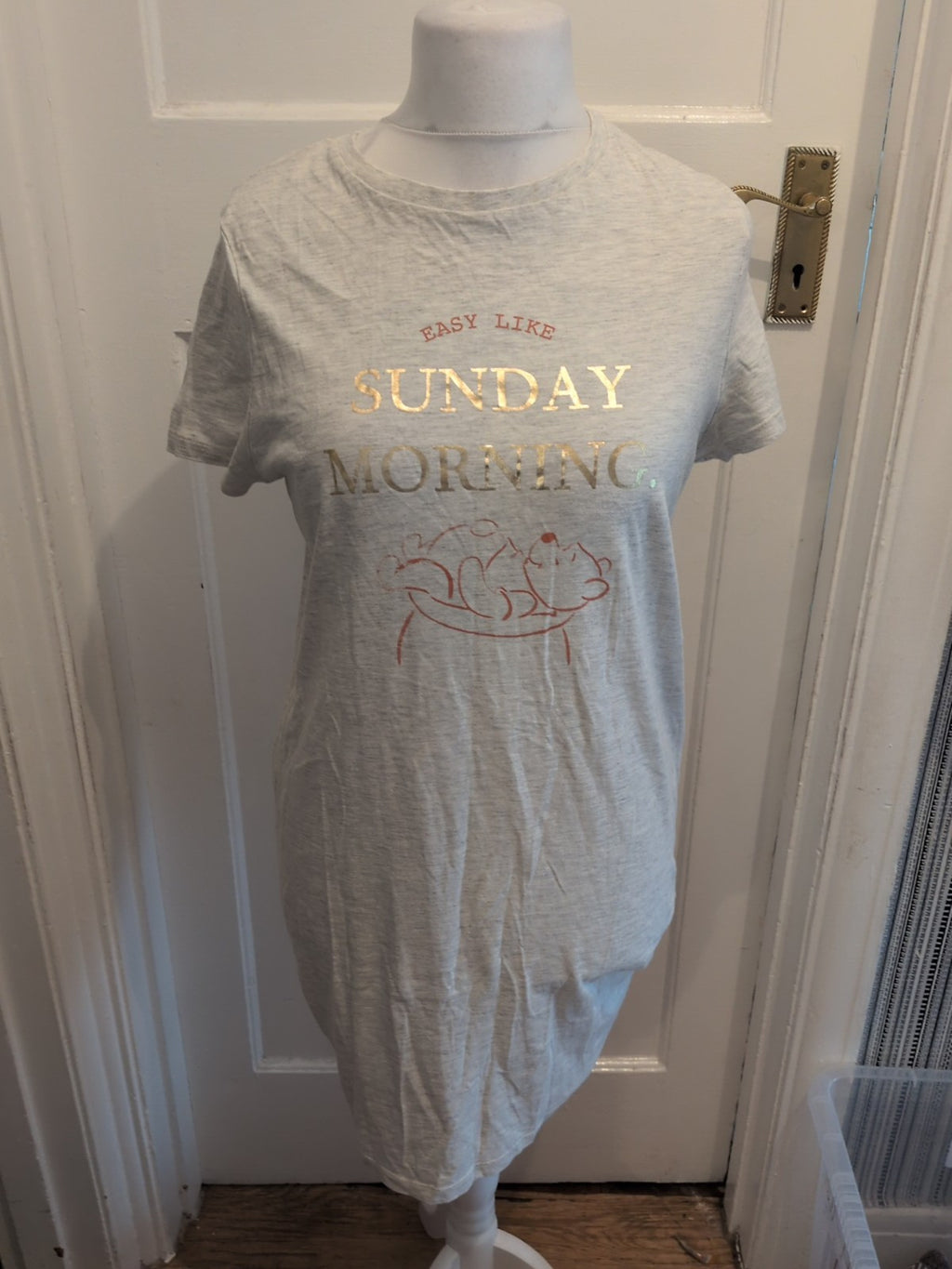 TU Disney 12 Grey Winnie The Pooh Print Short Sleeve Nighty