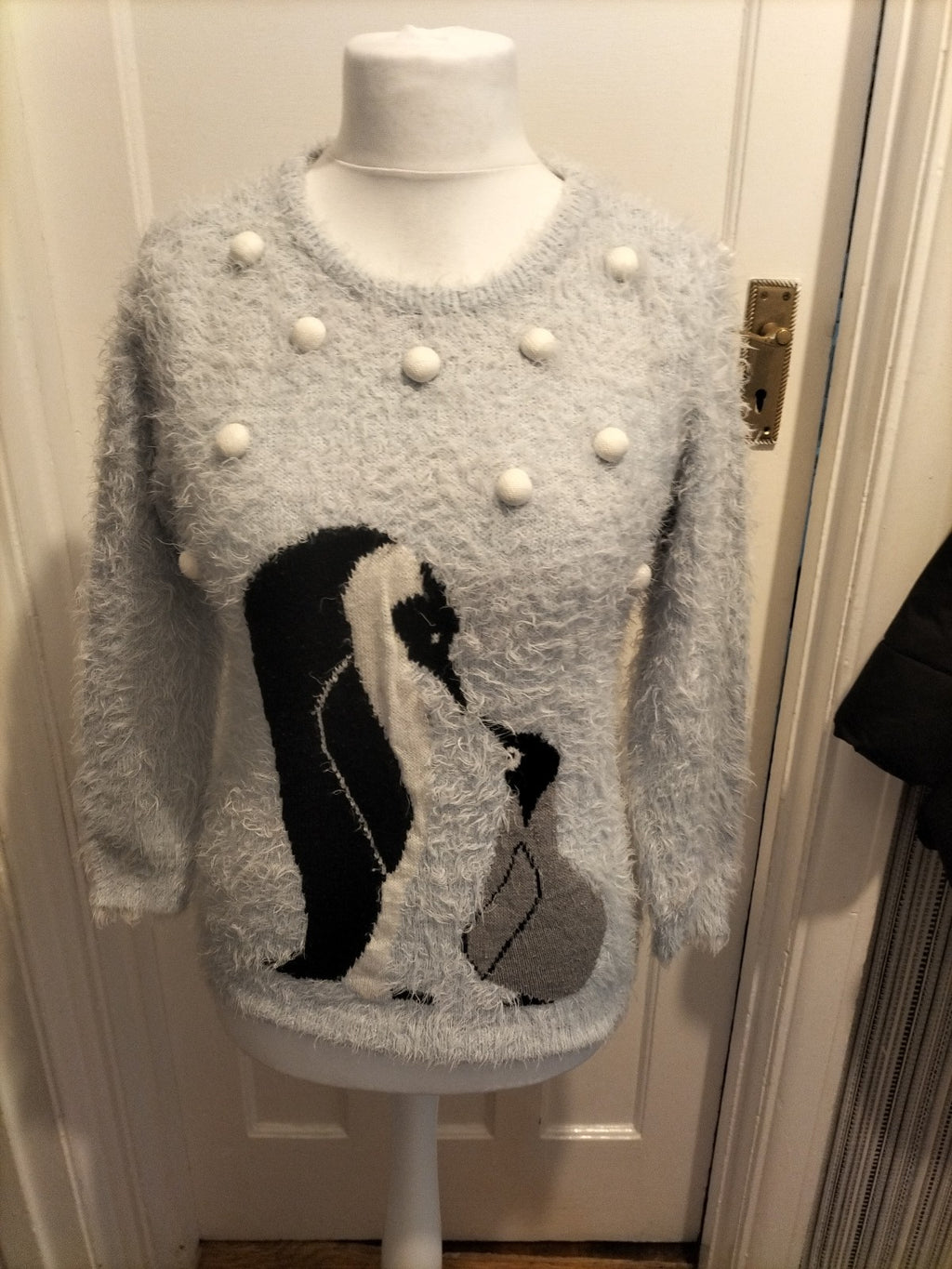 Ladies Peacocks Size Medium Pale Blue Fluffy Penguin Jumper