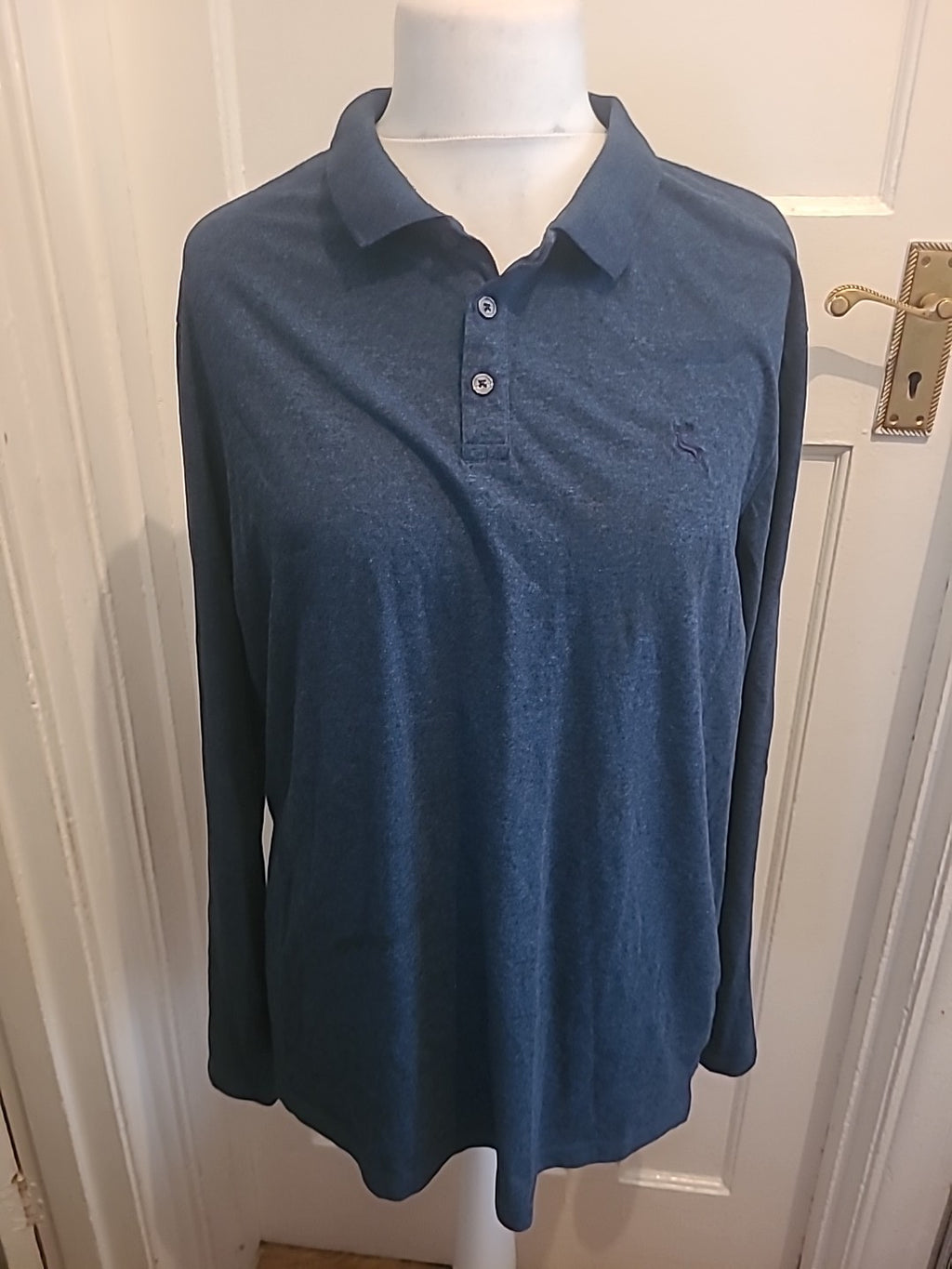 Mens F&F Size XL Navy Long Sleeved Polo