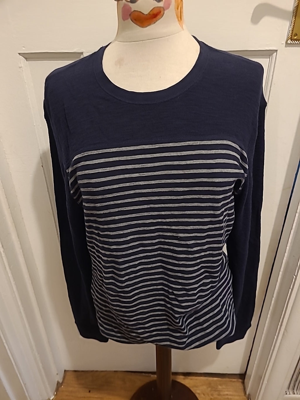 Mens M&S Size Medium Navy Mix Long Sleeve Top
