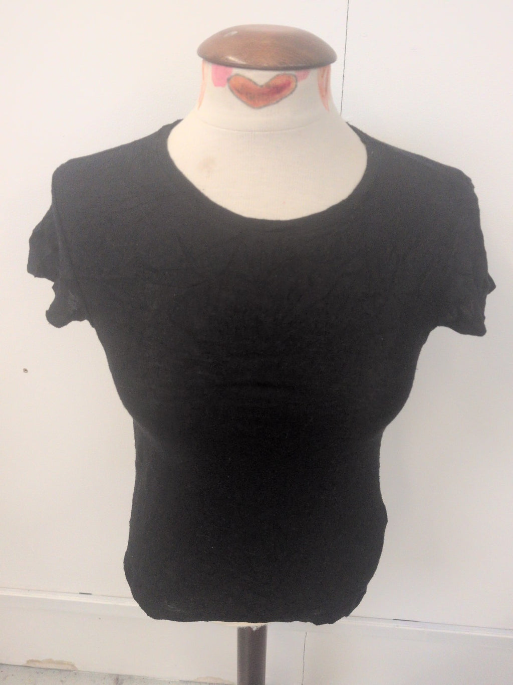Ladies Primark Size 12 Black Shirt Sleeve Plain T-shirt
