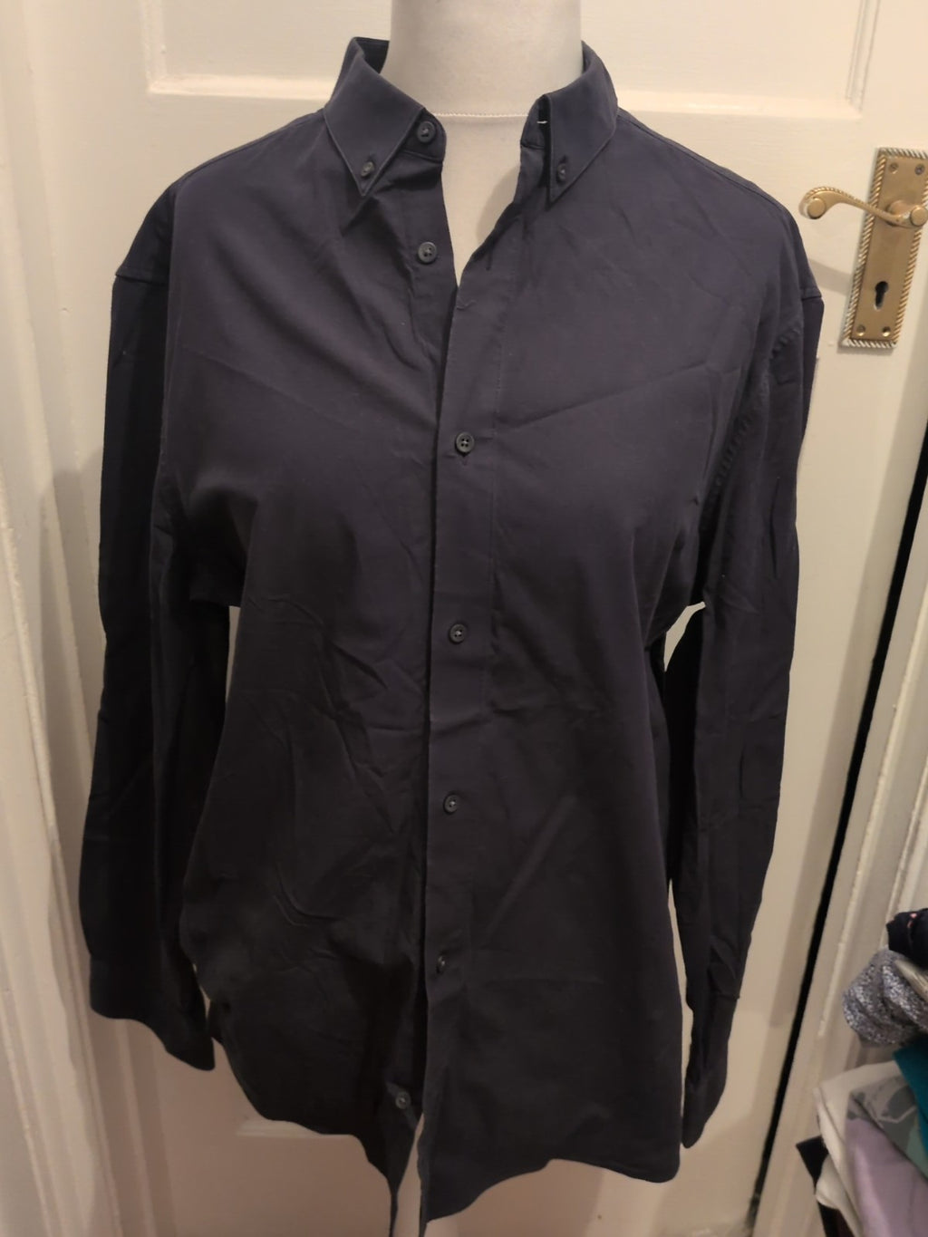 M&S XL 360⁰ Flex Slim Fit navy Long Sleeve Shirt