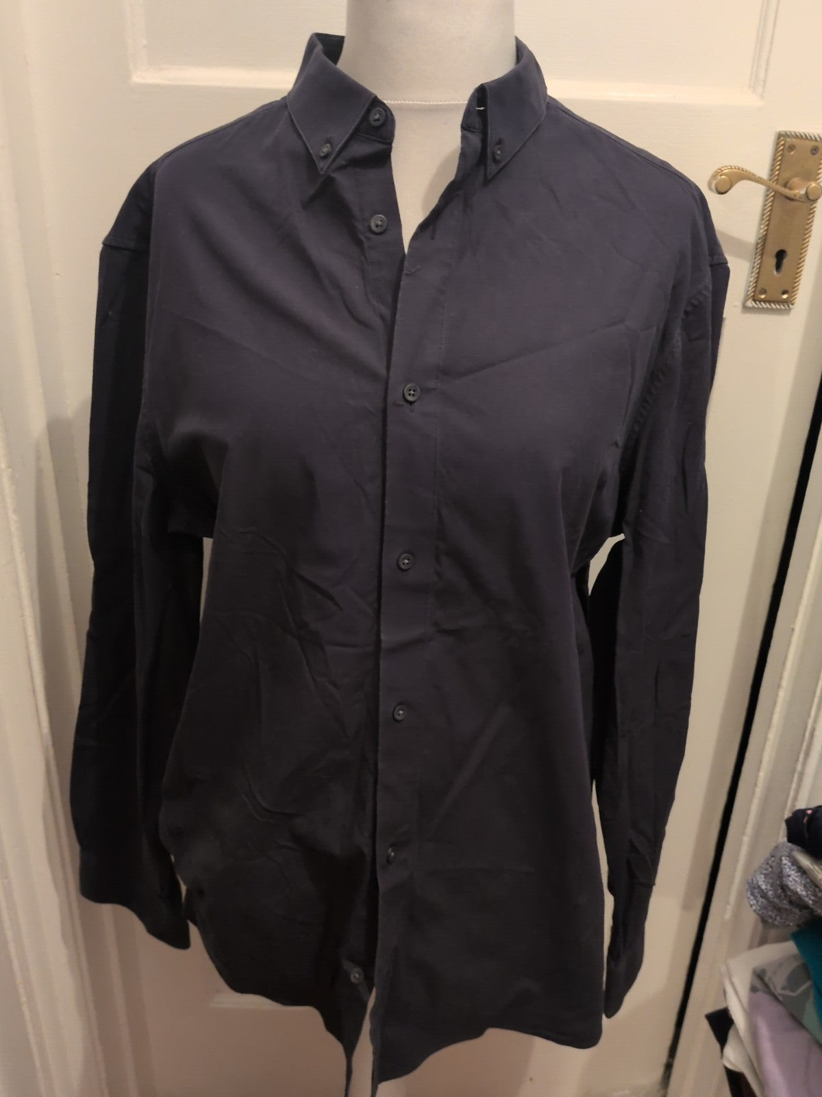 M&S XL 360⁰ Flex Slim Fit navy Long Sleeve Shirt