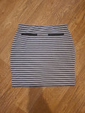 Ladies Originals Size Small Black White Detailed Striped Elasticated Skirt