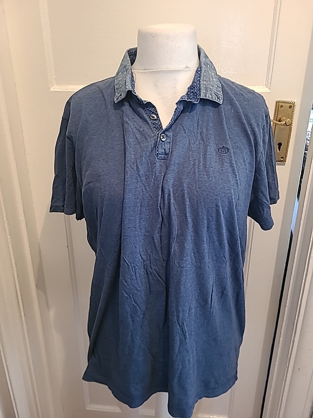 Mens Next Size XL Navy Short Sleeved Slim Fit Polo