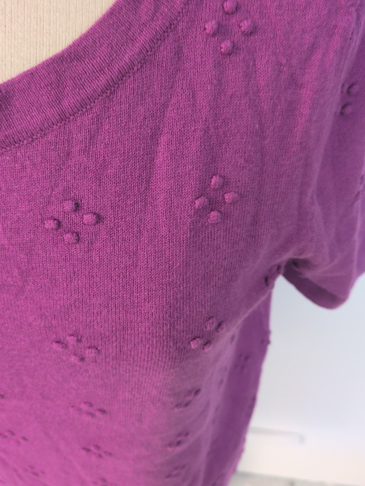Tu 14 Purple Raised Pattern Short Sleeve Blouse