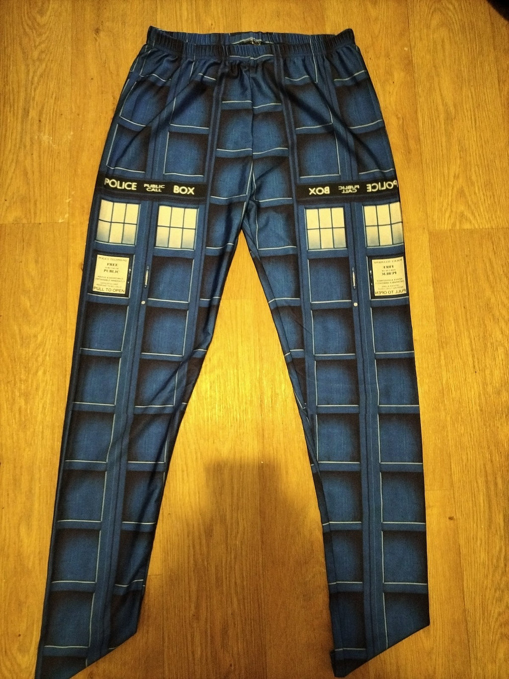 Ladies Size M/L Blue Tardis Leggings