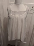 Large White Lined V Neck Blouse Sleeveless