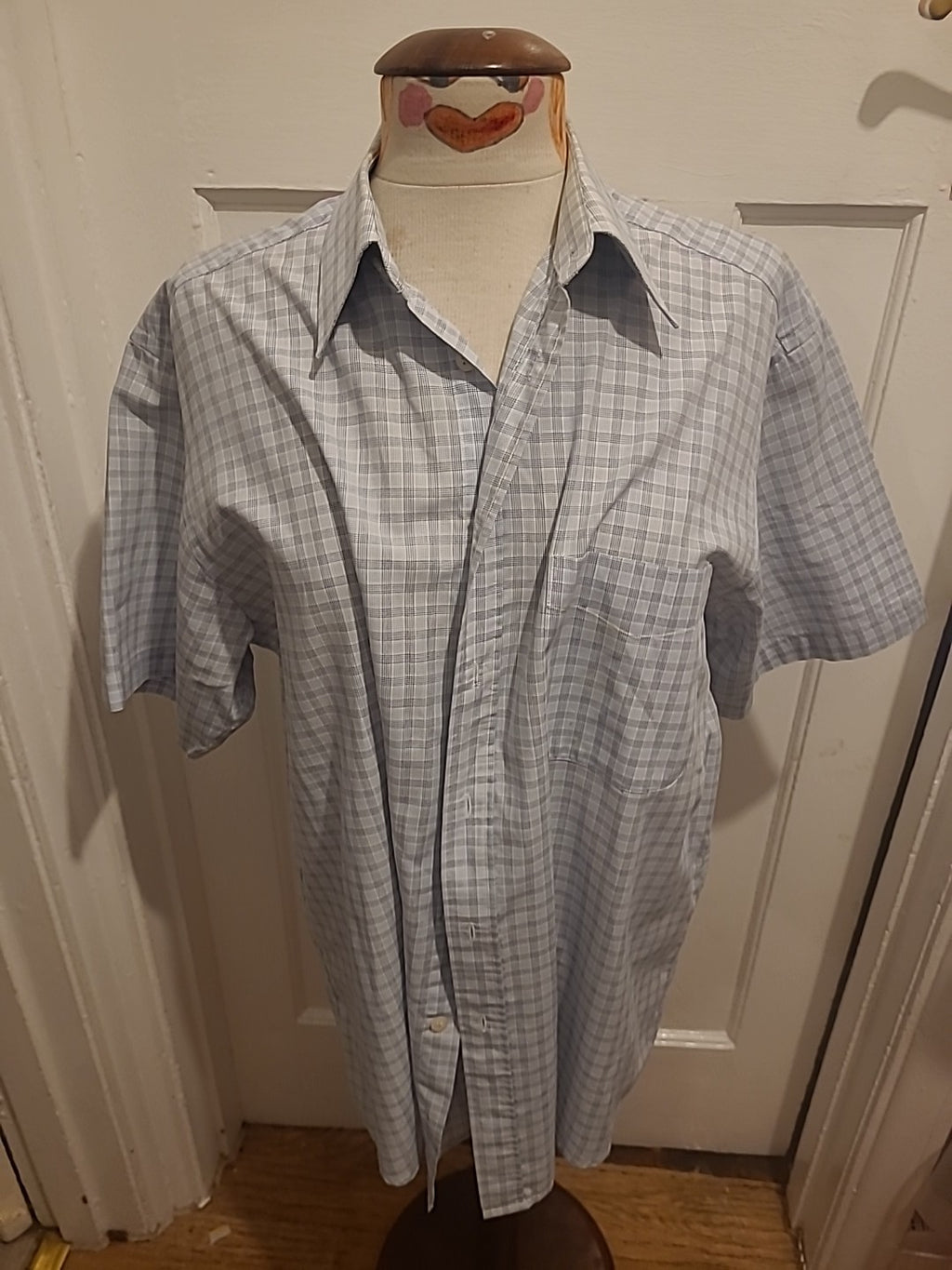 Mens Essentials Size 16" Collar Blue/Black Check Shirt