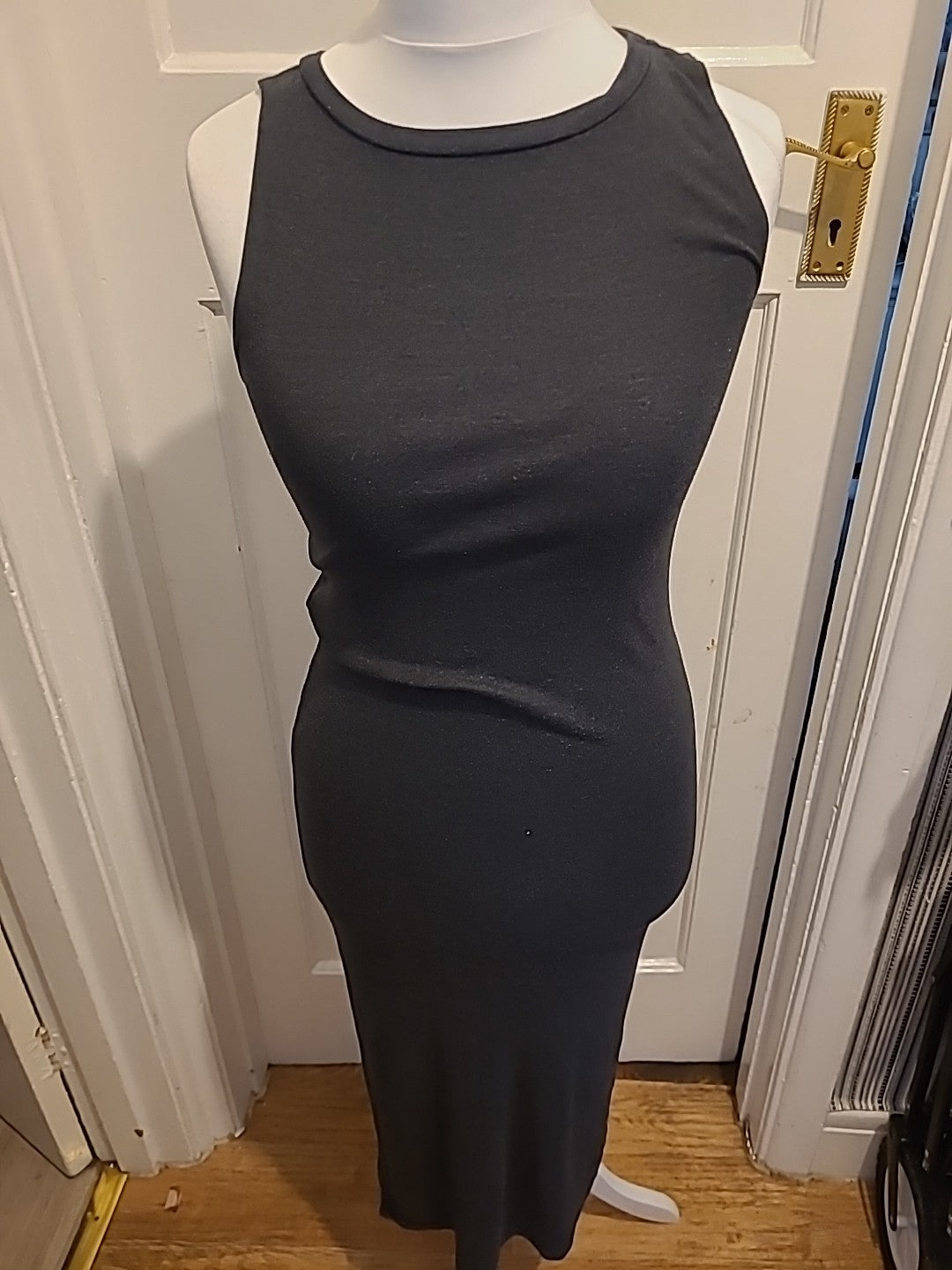 Ladies Topshop Size 8 Grey Long Length Pencil Dress